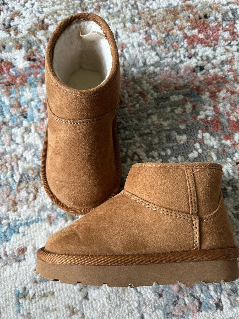 Cozy Kids Tan Suede Booties with Plush Lining